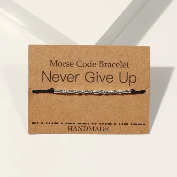 Never Give Up Morse Code Bracelet - Picture 1 of 4